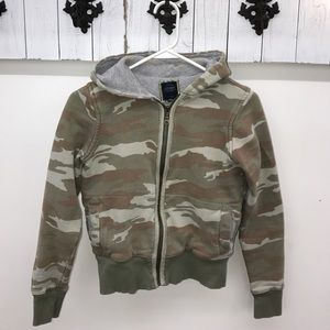 Camouflage Hoodie Sweatshirt, Waffle-Fabric Lined